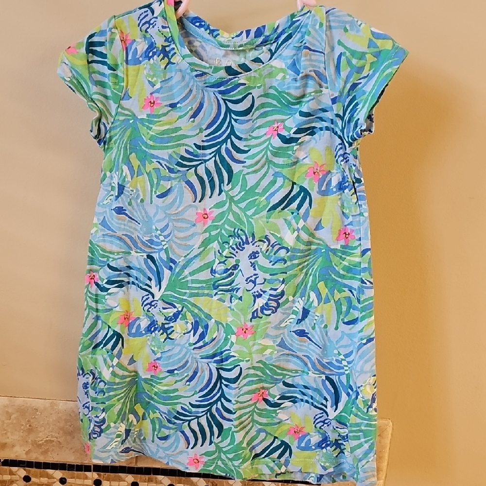Lilly Pulitzer Blue and Green Tropical Kids Dress